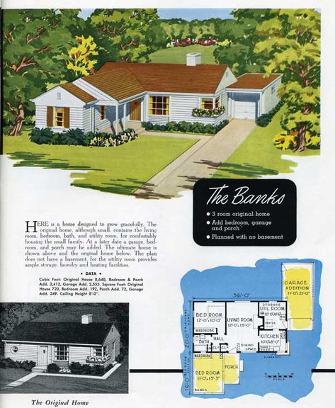 1940s Home, Mid Century Ranch, Vintage House Plans, Ranch Style House Plans, Sims Building, Old Houses For Sale, Sims House Plans, Casa Vintage, The Sims 2