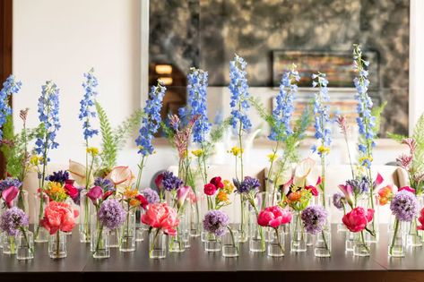 Eclectic Graduation Party, Colorful Flower Party Decor, Boho Chic Graduation Party Ideas, Unique Graduation Party Themes, Graduation Party Outside Ideas, Bloom Graduation Party, Graduation Party Flower Centerpieces, Wildflower Graduation Party Decor, Grad Party Garden Theme