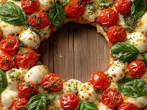 Deck the Table with Pennsylvania’s Favorite Wreath Pizza Recipe for the Holidays! - NewsBreak Wreath Pizza Caprese, Holiday Pizza Wreath, Christmas Pizza Wreath, Christmas Wreath Pizza, Wreath Pizza, Pizza Wreath, Fried Cheese Bites, Homemade Chicken Alfredo, Holiday Apps