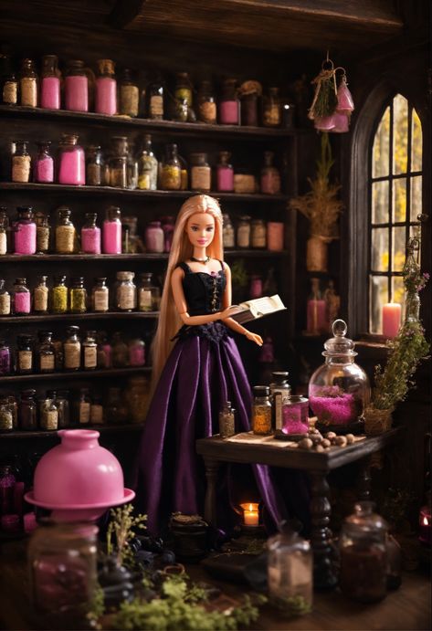 Barbie doll 
Barbie aesthetic 
Barbie witch 
Barbie apothecary 
Barbie 
Apothecary design 
Apothecary aesthetic 
Aesthetic 
Pink apothecary 
Pink aesthetic 
Pink world Barbie Doll Collection Display, Gothic Barbie, Barbie Witch, Pink Pride, Halloween Diorama, Halloween Ball, Barbie Halloween, Barbie Diorama, Barbie Logo