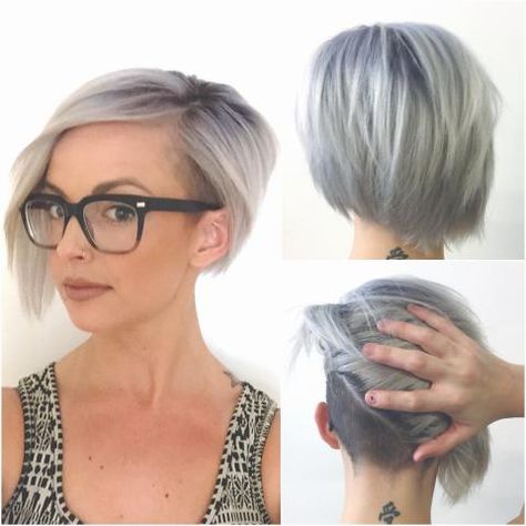 SELFIE: Titanium and Undercut | Modern Salon Undercut, Shaved Bob, Hair And Glasses, Bob Haircuts For Women, 짧은 머리, Undercut Hairstyles, Hair Envy, Love Hair, Grey Hair