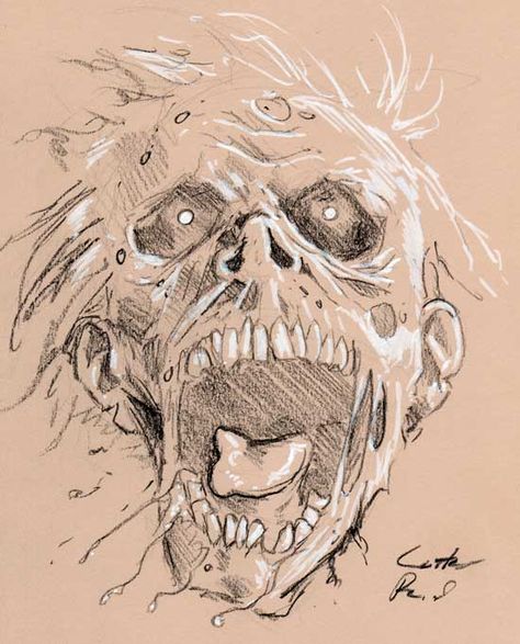 Zombie Head Drawing, Zombie Art Drawing, Zombie Face Drawing, Zombies Drawing, Zombie Reference, Drawing Zombie, Monster Drawing Ideas, Zombie Drawing, References Drawing