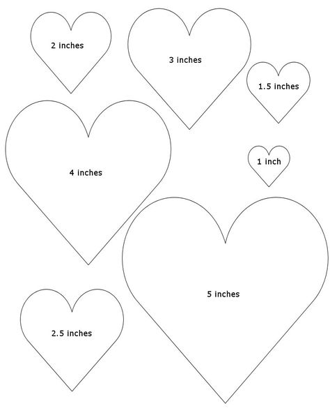 Heart different size template Heart Templates Free Printables, Heart Shapes Template, Printable Heart Template, Juleverksted For Barn, Motifs D'appliques, Felt Templates, Felt Ornaments Patterns, Pola Bordir, Kartu Valentine