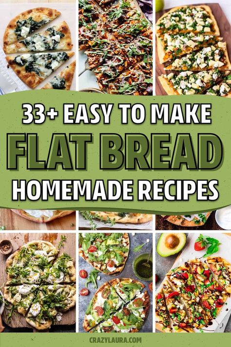 If you're in need of a simple and easy recipe to make that won't take much time, check out these super tasty flatbread recipe ideas and tutorials for inspiration to start making your own at home! Make Your Own Flatbread Pizza, Flat Bread Recipe Ideas Meals, Healthy Flat Bread Pizza, Flat Bread Ideas Dinners, Flatbread Combinations, Seasons 52 Flatbread Recipe, What To Put On Flatbread, Flat Breads Recipe, Recipes Using Flatbread