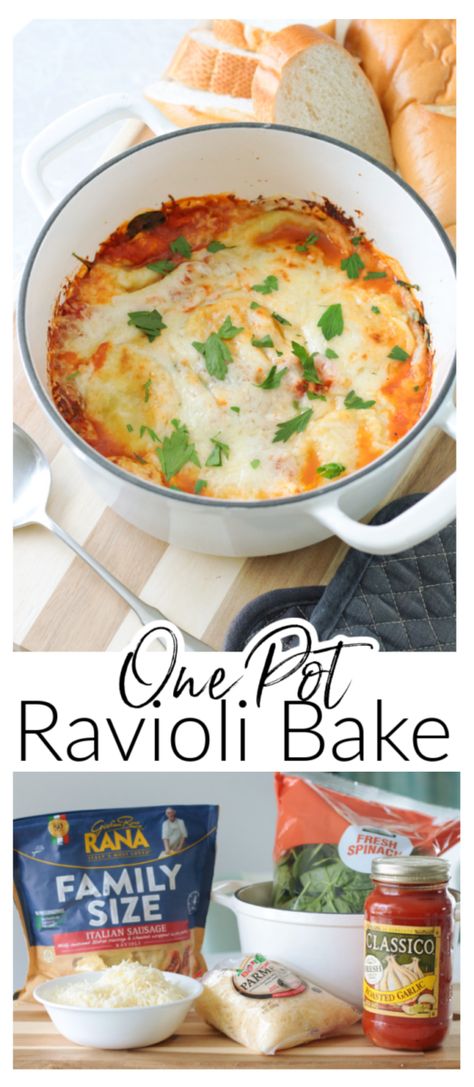 Oven Ravioli Bake, One Pot Ravioli Recipe, Ravioli Pasta Recipe, Canned Ravioli, Sausage Ravioli, Baked Ravioli Recipe, Spinach And Ricotta Ravioli, Ravioli Pasta, Ravioli Bake