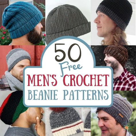 50 Best FREE Men's Crochet Beanie Patterns (by Skill Level) - Stardust Gold Crochet Crochet Mens Hat Pattern Free, Mens Beanie Crochet Pattern, Crochet Mens Hat Pattern, Solid Color Crochet, Mens Hat Pattern, Mens Crochet Beanie, Crochet Mens Hat, Easy Crochet Hat Patterns, Crochet Beanie Pattern Free