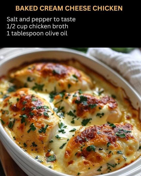 Baked Cream Cheese Chicken - Recipecs Baked Cream Cheese Chicken, Chicken Biscuit Casserole, Baked Cream Cheese, Chicken Breast Recipes Baked, Cheese Chicken, Cream Cheese Chicken, Fun Foods, Cream Cheese Recipes, Dessert Salads