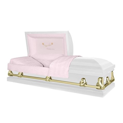 White Casket, Praying Hands, Pink Interior, Heaven Sent, Exterior Colors, Design Your Own, Fabric Color, Toddler Bed, Bed