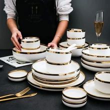 Assiette Design, Crockery Design, Porcelain Pattern, White Dinnerware Set, Bowls And Plates, Wooden Chopsticks, Gold Dinnerware, Ceramic Dinnerware Set, Fish Plate