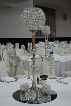 diamond centerpieces | Diamonds and Pearls Themed Party. Black, white and silver ... Pearls Wedding Decor, Pearl Themed Party, Diamond Wedding Decorations, Diamond Wedding Theme, Diamond Theme Party, Pearl Wedding Decorations, Bling Centerpiece, Moms 60th, Diamond Theme