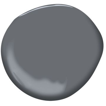 Ashland Slate 1608 (LRV: 14.52) "As its name suggests, the slight purple cast in this deep, saturated gray mirrors the subtle shading variations of slate. This color captivates with a sense of strength and durability." Kendall Charcoal Benjamin Moore, Charcoal Exterior, Kendall Gray, Hallway Accent, Moore Kitchen, Charcoal Kitchen, Kendall Charcoal, Hidden Pantry, Cabinet Paint Colors