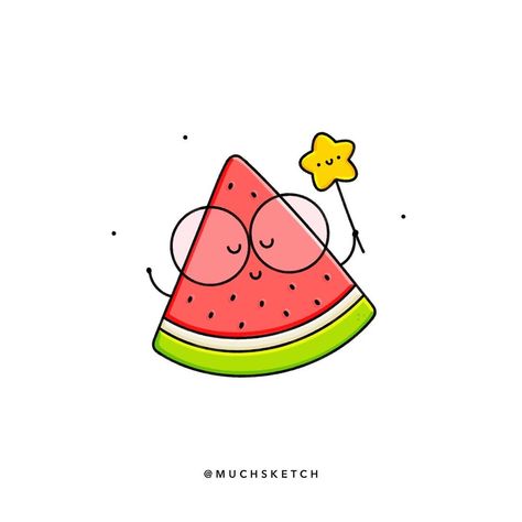 Watermelon Birthday Card, Watermelon Illustration Cute, Cute Watermelon Drawing, Watermelon Doodle, Watermelon Character, Watermelon Graphic, Watermelon Pictures, Watermelon Tattoo, Ada Design