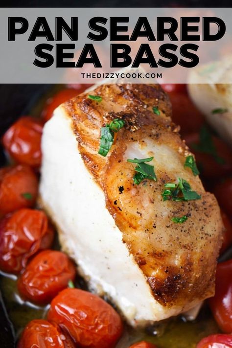 Seared Sea Bass Recipes, How To Cook Sea Bass Fish, Easy Sea Bass Recipes, Pan Seared Sea Bass Recipes, Cooking Sea Bass Fish, Pan Seared Fish Recipes, Sea Bass Dinner, Sea Bass Recipes Pan Seared, Grilled Sea Bass Recipes