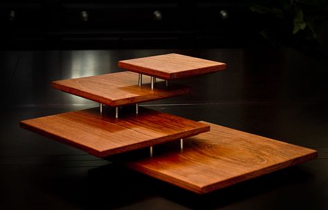 This platter from Sushique is perfect for any party.  Use it for cupcakes, cheeses, h'orderves, sushi and more. Vertical Food Display, Food Display Stands, Buffet Stand, Catering Food Displays, Masculine Decor, Wooden Platters, Sushi Party, Catering Display, Serving Stand