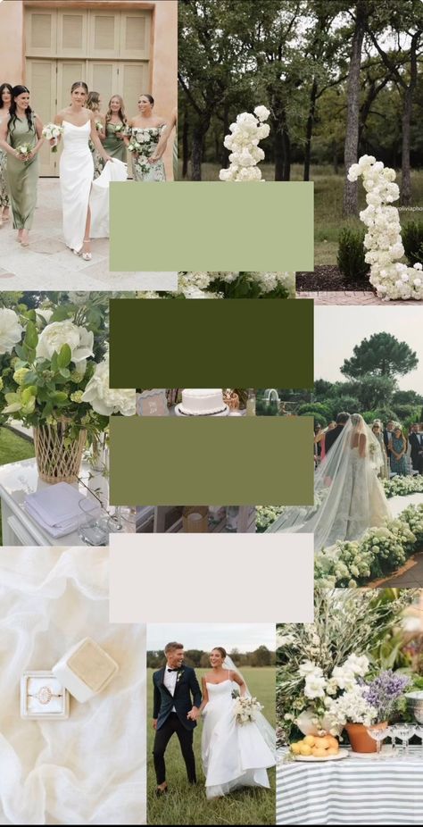 Green theme wedding Luxury Garden Party Wedding, Botanical Themed Wedding, Green White Gold Wedding Color Palettes, Classic Wedding Colors, Green Wedding Color Palette, Green Wedding Palette, Moss Green Wedding, Green Spring Wedding, Sage Wedding Colors