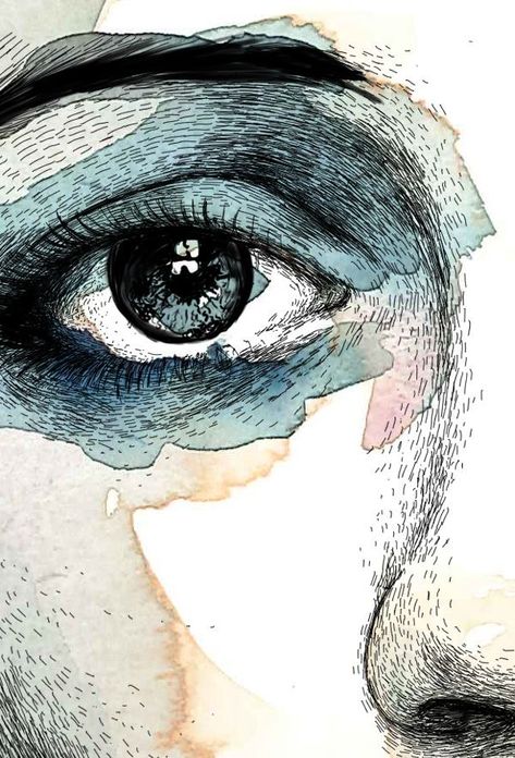 Eyeball Drawing, Eye Illustration, Eye Art, Watercolor Portraits, You Smile, Art Plastique, Face Art, Watercolor And Ink, Portrait Drawing