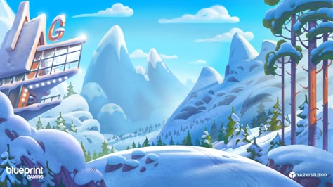 ArtStation - The G.O.A.T, Yarki Studio Iceland Background, Snow Character Design, Snow Cartoon, Illustration Environment, Anthropomorphic Characters, Cabin In The Snow, Top Down Game, Cartoon Winter, Game Background Art