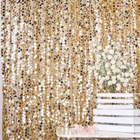 8Ft x 8Ft Gold Big Payette Sequin Curtains, Photo Booth Backdrop With Rod Pocket Sweet 16 Photo Booth Backdrop, Nye Photo Backdrop, Prom Photo Backdrop, Gold Photo Backdrop, Exhibition Decoration, Event Background, Ceiling Drapery, Photography Booth, Sequin Curtains