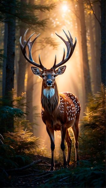 Le Cerf Dans La Forêt | Premium Photo #Freepik #photo #cerf #cerf-forestier #illustration-cerf #fond-ecran-cerf Premium Photo, Cricut, Art