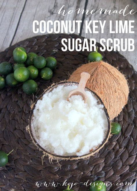 the_perfect_compliment_to_a_DIY_pedicure-homemade_coconut_lime_sugar_scrub Coconut Oil Diy Beauty Recipes, Coconut Sugar Scrub Recipe, Scrub Skincare, Sugar Scrub Homemade Recipe, Scrub Recipe Diy, Coconut Oil Sugar Scrub, Easy Sugar Scrub, Homemade Lotions, Coconut Oil Body Scrub