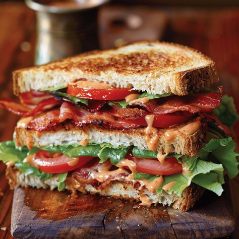 The Secret To An Unbelievable BLT Is In This Spicy Sauce Blt Sauce Dressings, Loaded Blt Sandwich, Ultimate Blt Sandwich Recipes, Spicy Blt Sandwich, Sauce For Blt Sandwich, Blt Sauce Recipes, Fancy Blt Sandwich Recipes, Blt Sandwich Sauce, Best Blt Sandwich Recipes