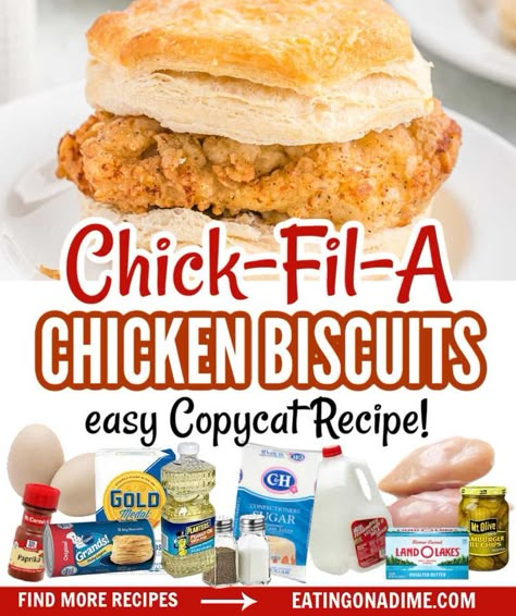 Chicken Biscuits Sandwich, Chicken And Biscuits Sandwich, Air Fryer Chicken Biscuits, Chick Fil A Chicken Biscuit Recipe, Fried Chicken Biscuit Sandwich, Homemade Chicken Biscuits, Chicken Biscuits Recipes, Chicken Biscuits Breakfast, Chik Fil A Biscuit Recipe