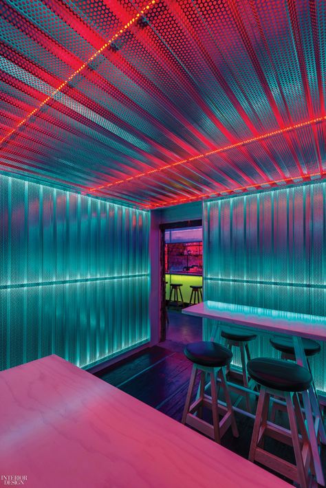 Detroit Eatery by Undecorated Mimics Bangkok’s Bright Lights Visuell Identitet, Nightclub Design, Bar Design Awards, 카페 인테리어 디자인, Bar Interior, Design Apartment, Lighting Design Interior, Interior Design Magazine, Design Magazine