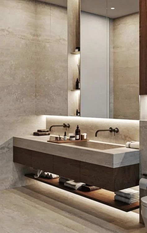 High End Bathrooms, Italian Bathroom Design, Wood Bathroom Cabinets, Italian Bathroom, Minimalistic Interior, Luxury Bathroom Master Baths, Mirror Pattern, Bathroom Inspiration Modern, Bathroom Decor Luxury