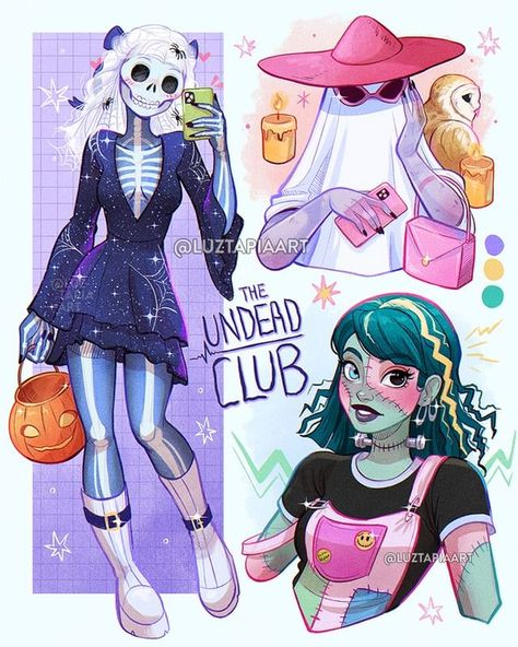 The Undead Club 💀👻⚡ Keeping up with the spirit of the season introducing these spooky gals. They are my takes on of course: an Skeleton… | Instagram Luz Tapia Art, Pumpkin Girl, Arte Monster High, Monster High Art, Meant To Be Together, My Drawings, Art Appreciation, High Art, Creepy Cute