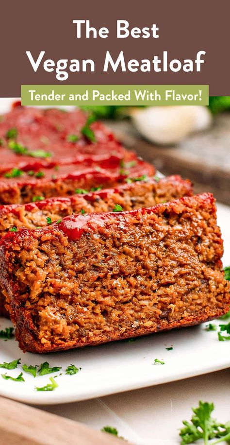 The Best Vegan Meatloaf Vegan Meatloaf Recipe, Meatless Meatloaf, Vegetarian Meatloaf, Vegan Loaf, Resep Vegan, Vegan Meat Recipe, Vegan Meatloaf, Meatloaf Recipe, Vegan Comfort Food