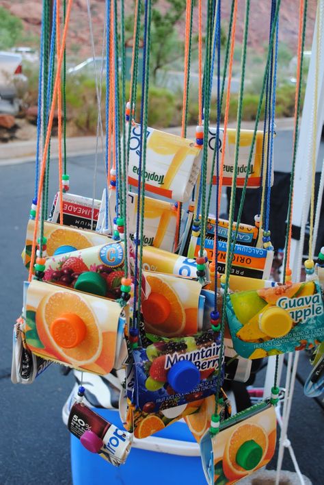 Trash To Treasure Projects For School, Trash To Treasure For Kids, Juice Carton Crafts, Art From Ocean Trash, Eco-friendly Bag Made Of Recycled Materials For Beach, Miniatures From Trash, Recycled Coffee Bags, Upcycle Kids, Crafts And Activities For Kids