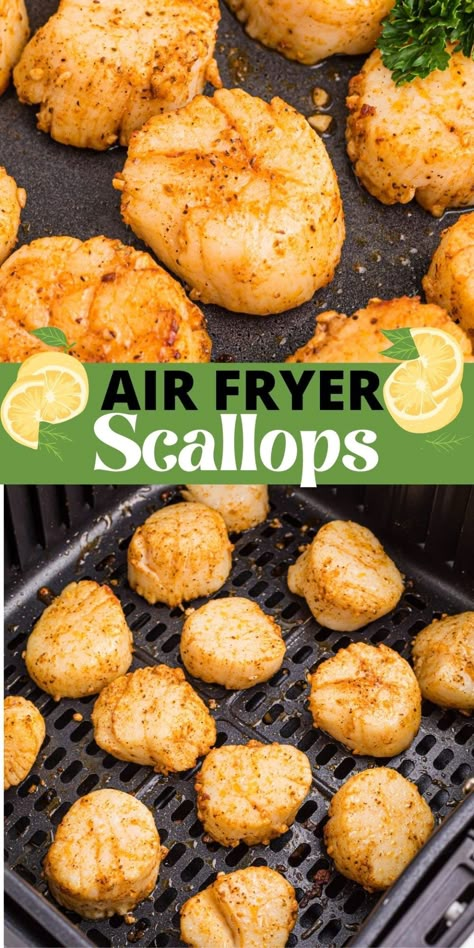 Air Fryer Scallops, Cook Scallops, Air Fryer Seafood, Air Fryer Fish Recipes, How To Cook Scallops, Air Fryer Recipes Snacks, New Air Fryer Recipes, Food Air Fryer, Air Fryer Ideas