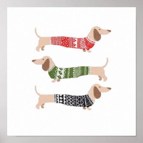 Dog In Sweater, Window Paintings, Dogs Christmas, Dachshund Art, Painting Christmas, Dachshund Christmas, Funny Dachshund, Dachshund Puppy, Water Colors