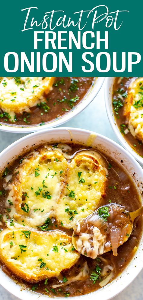 Instant Pot French Onion Soup, Red Wine Beef, Baguette Slices, French Onion Soup Recipe, Onion Soup Recipes, Instant Pot Soup Recipes, Best Instant Pot Recipe, Instant Pot Soup, Traditional Recipes