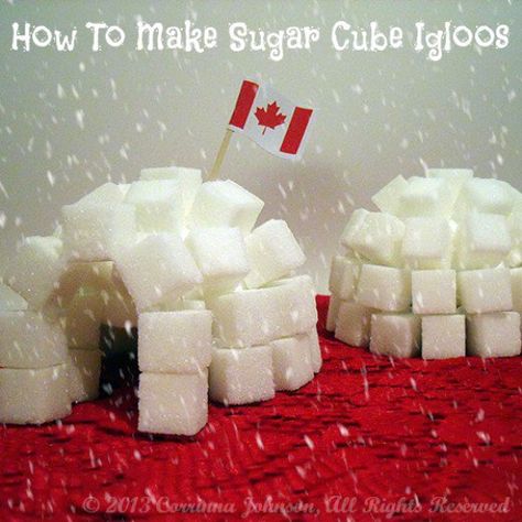 Sugar Cube Igloo, Igloo Craft, Canadian Decor, Canada Day Crafts, Canadian Party, Canada Day Party, Inuit People, Sugar Cubes, Christmas Gingerbread House