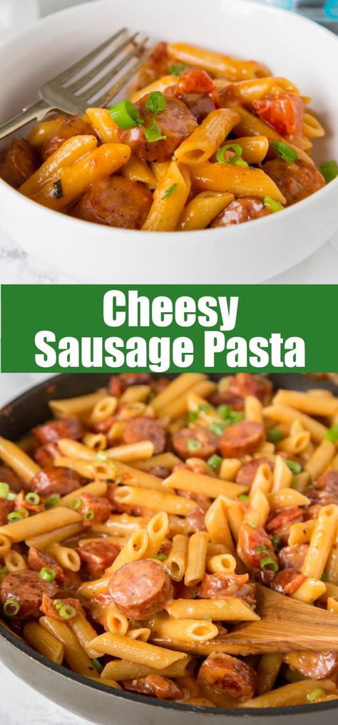 Flavor Flave, Sausage Pasta Dinner, Cheesy Sausage Pasta, Pasta Sausage, Easy Pasta Recipe, Pasta Meals, Pasta Food, Pasta Dinners, Sausage Pasta