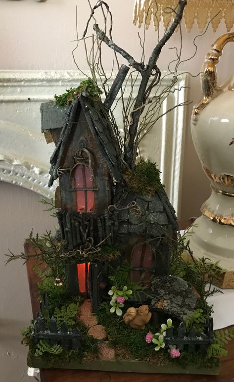 Gothic Fairy House, Haunted Fairy House, Goth Fairy Garden, Goth Fairy House, Witch House Diorama, Box Fairy House, Witch House Miniature, Forest Dollhouse, Birdhouse Haunted House