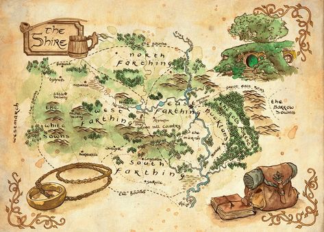 The Hobbit Map, Hobbit Party, Tolkien Quotes, Middle Earth Map, Hobbit Art, Canvas Wall Art Living Room, Middle Earth Art, Lotr Art, The Shire