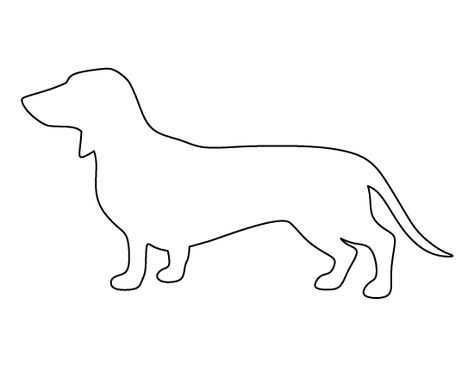 Dachshund pattern. Use the printable outline for crafts, creating stencils, scrapbooking, and more. Free PDF template to download and print at http://patternuniverse.com/download/dachshund-pattern/ Weiner Dog Crafts, Dachshund Applique, Arte Dachshund, Printable Outline, Dachshund Silhouette, Dachshund Pattern, Dog Outline, Dachshund Art, Dog Quilts