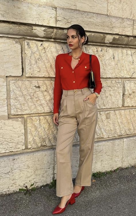 Dolce Vita Outfit, Red Top Outfit, Young Women Outfits, Italian Summer Outfits, Elegant Casual Dress, Summer Outfits 2024, Looks Pinterest, Dressy Casual Outfits, Kota Kinabalu