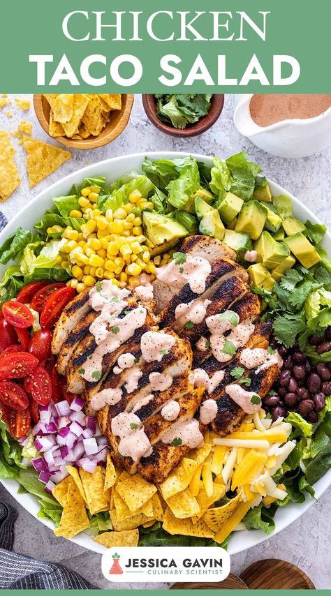 Chicken Taco Salad Recipe, Poulet Tikka Masala, Taco Salad Recipe, Chicken Taco Salad, Chicken Taco Seasoning, Fiesta Chicken, Chicken Tacos Easy, Buffalo Chicken Wraps, Healthy Probiotics