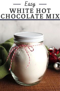 Whip up your own white hot chocolate mix, it is beyond easy! It just takes a handful of ingredients and maybe ten minutes if you take your time. Then you can make creamy white hot chocolate all winter long. It is the perfect way to warm up on a chilly day. Or pass out jars as gifts for neighbors, friends and teachers at Christmas. White Hot Chocolate Recipe Dry, Hot Chocolate Mixes In A Jar, Diy White Hot Chocolate Powder, White Chocolate Mix Recipes, Homemade White Hot Chocolate Mix Recipe, White Chocolate Cocoa Mix Recipe, White Chocolate Hot Cocoa Mix Recipe, Diy Hot Chocolate Mix Recipes Homemade Gifts, White Hot Chocolate Mix Recipe Dry