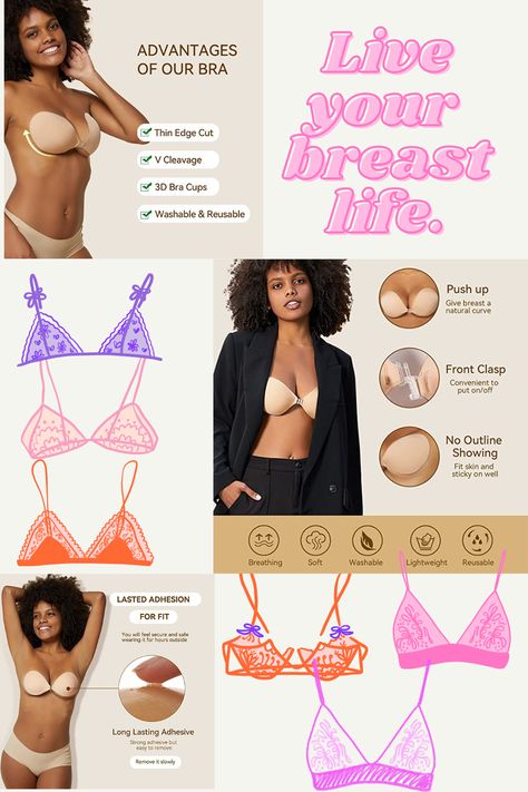 -14% $23.99 List Price: $27.99 100% SAFE MATERIAL: The invisible sticky bra is light in weight, raises the chest, does not sag, and the bra buttons are transparent, not metallic, and do not cause skin problems. No sponge, give you super comfort. The style is very fashionable and suitable for all kinds of backless deep V dresses. #bra #pushup #frontclasp #sponsored Bra For Backless Dress, Bras For Backless Dresses, Silicone Bra, Deep V Dress, Sticky Bra, Adhesive Bra, The Invisible, Natural Curves, Strapless Bra