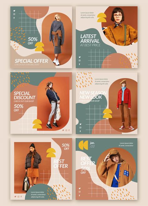 6 Fashion Instagram Post Templates PSD, AI, EPS Instagram Cover Design, T Shirt Instagram Post, Fashion Ig Post, Clothes Social Media Post, Clothing Social Media Post Design, Fashion Ads Design, Business Banner Design, Fashion Social Media Post, Fashion Instagram Post