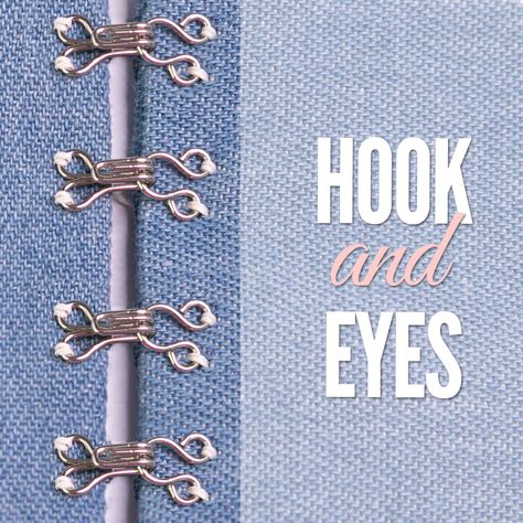 In this hook and eye sewing tutorial, you will learn how to attach these timeless closures and how to sew a self loop option to match your garment. Couture, Sewing Terms, Teaching Sewing, Sewing Courses, Sewing Projects For Kids, Sewing Class, Easy Sewing Patterns, Hook And Eye, Sewing Skills