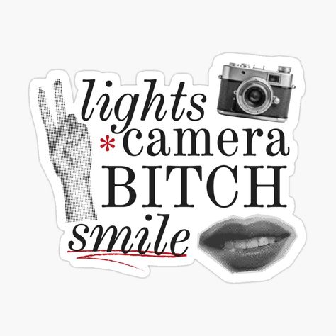 Get my art printed on awesome products. Support me at Redbubble #RBandME: https://www.redbubble.com/i/sticker/I-can-do-it-with-a-broken-heart-lights-camera-bitch-smile-by-karma-style/161151831.EJUG5?asc=u Smile Sticker, Color Stickers, Love Collage, Scrapbook Printing, Taylor Swift Posters, Heart Lights, Phone Stickers, Light Camera, Girl Boss Quotes