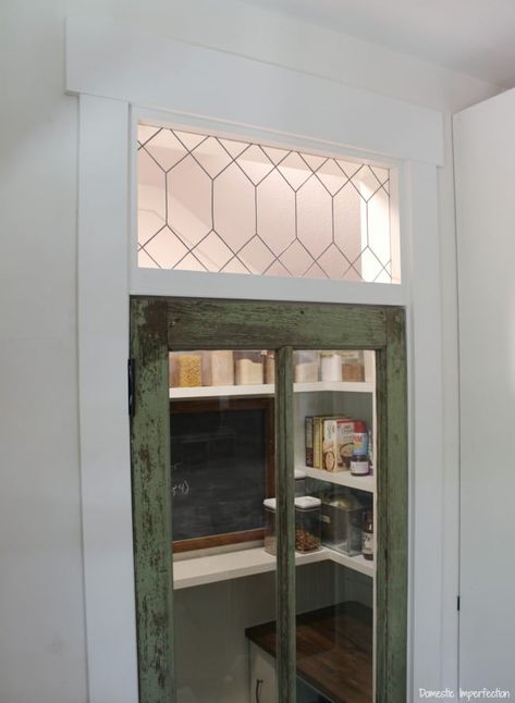 Rustic Farmhouse Pantry, Simple Window Trim, Pantry Door Kitchen, Farmhouse Pantry Door, Rustic Pantry Door, Farmhouse Window Trim, Rustic Pantry, Glass Pantry Door, Glass Pantry