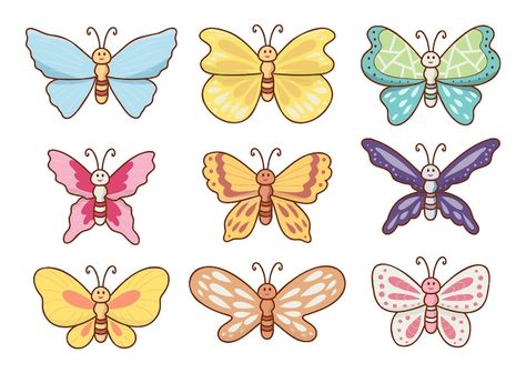 Butterfly Cute Drawing, Butterfly Cartoon Drawing, Butterfly Cartoon Images, Cute Butterfly Cartoon, Colorful Butterfly Drawing, Cartoon Butterflies, Butterfly Character, Cartoon Character Drawing, Illustration Butterfly