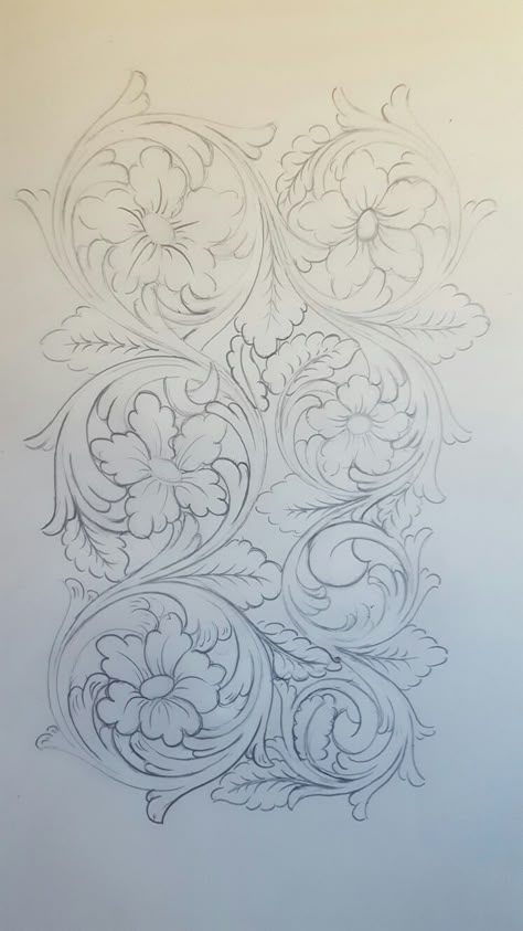 Flower Ornaments Drawing, Alekhan Design, Go Beyond Plus Ultra, Anime Tattoo Ideas, Leather Working Patterns, Ornament Drawing, Leather Tooling Patterns, Tooling Patterns, Leather Craft Patterns