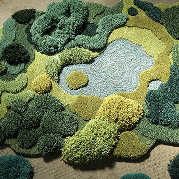 One-of-Kind Wool Rug Artworks by Alexandra Kehayoglou Mimic Rolling Pastures and Mossy Textures Textile Art, Moss Rug, Deco Nature, Deco Originale, Modern Crafts, Wool Carpet, Rug Hooking, Tufted Rug, Rug Making